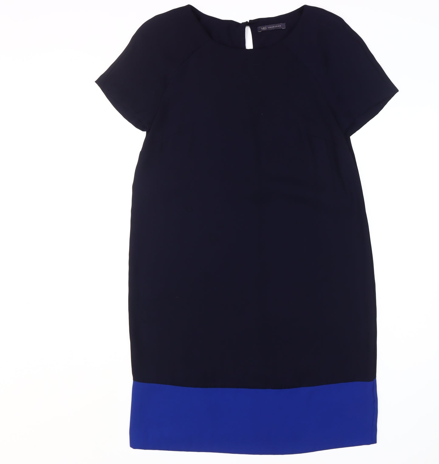 Marks and Spencer Navy Colourblock Shift Dress, Size 12