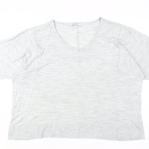 Marks and Spencer Women's Grey V-Neck Jumper Size 22