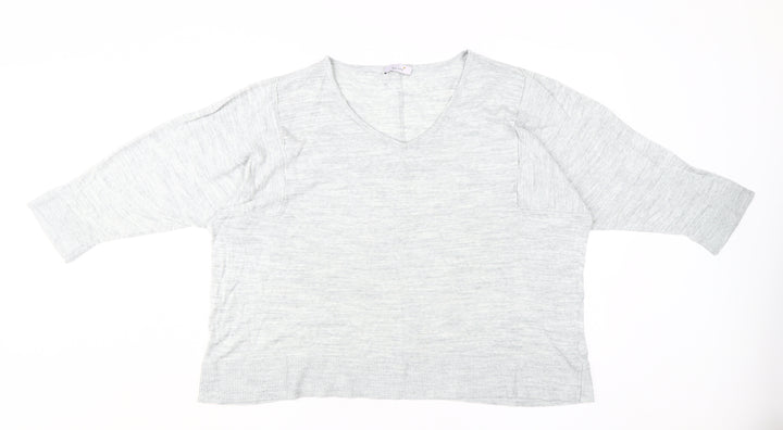Marks and Spencer Women's Grey V-Neck Jumper Size 22