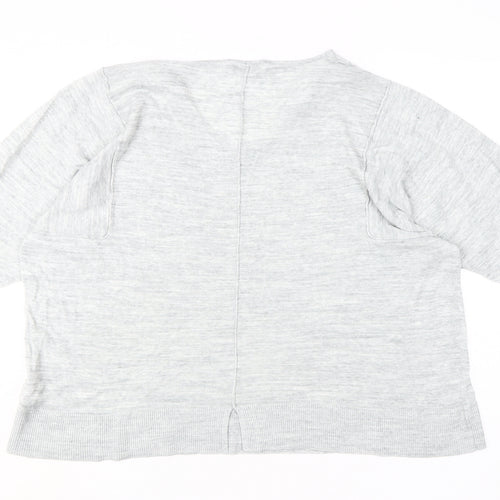 Marks and Spencer Women's Grey V-Neck Jumper Size 22