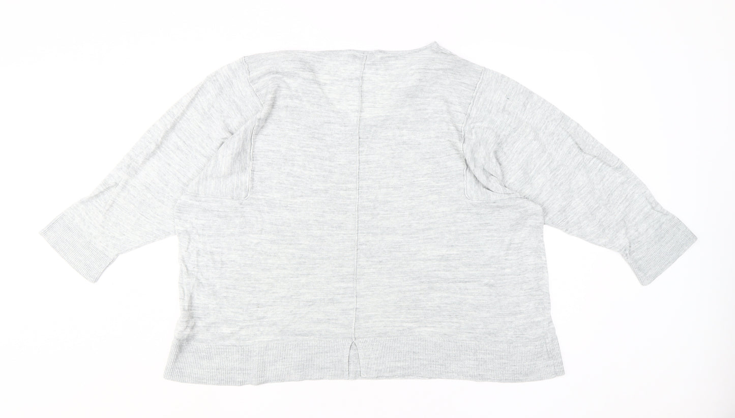 Marks and Spencer Women's Grey V-Neck Jumper Size 22