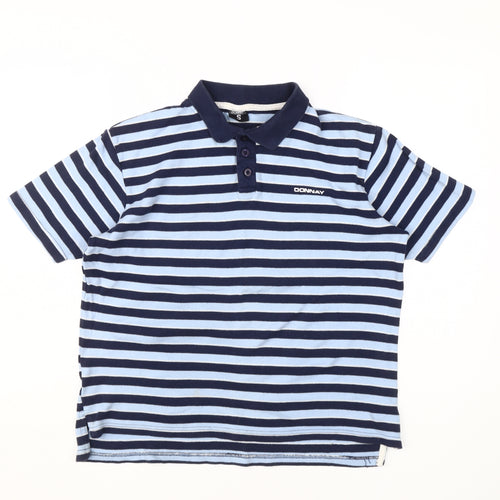 Donnay Men's Blue Striped Polo Shirt Size S