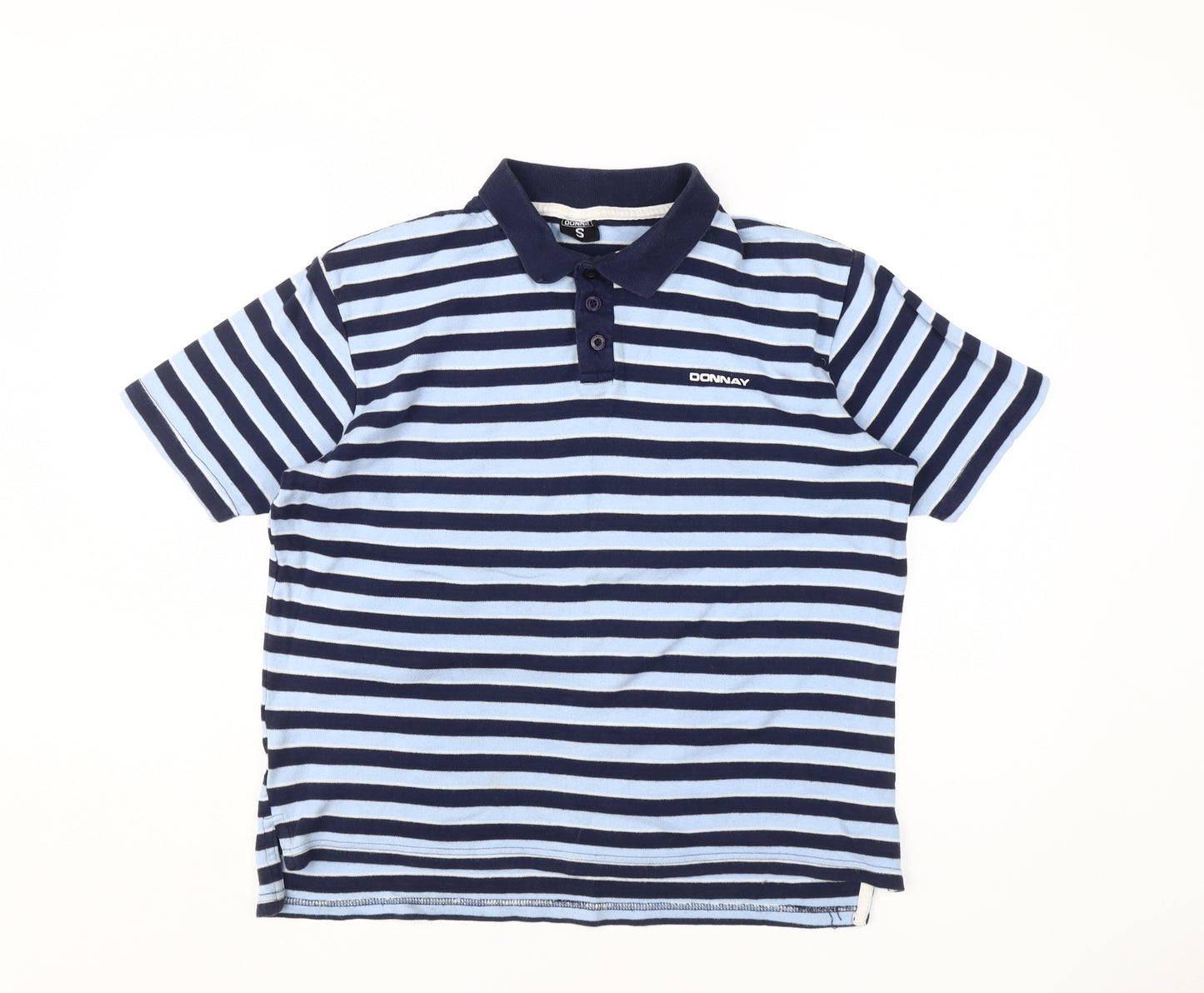 Donnay Men's Blue Striped Polo Shirt Size S