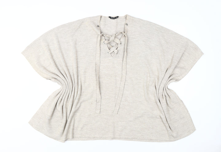 Stradivarius Women's Beige Cape Jumper, Size M, Knit