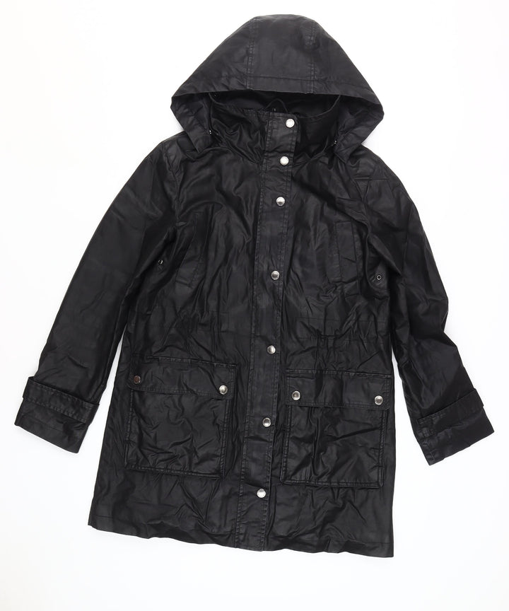 Four Seasons London Men's Black Hooded Rain Coat S