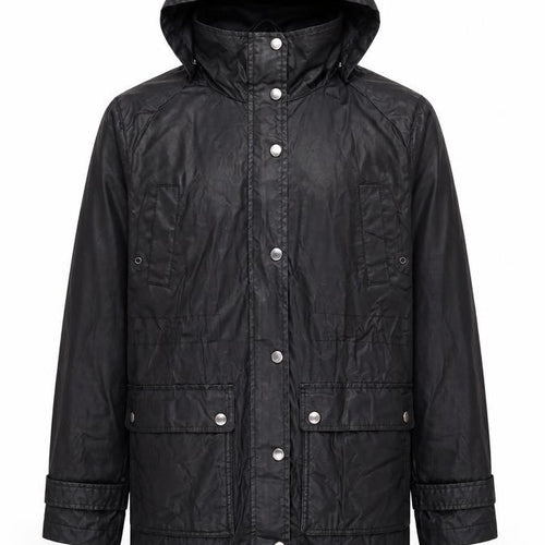 Four Seasons London Men's Black Hooded Rain Coat S