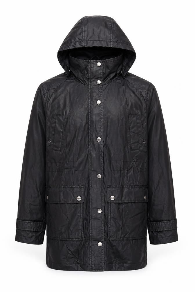 Four Seasons London Men's Black Hooded Rain Coat S