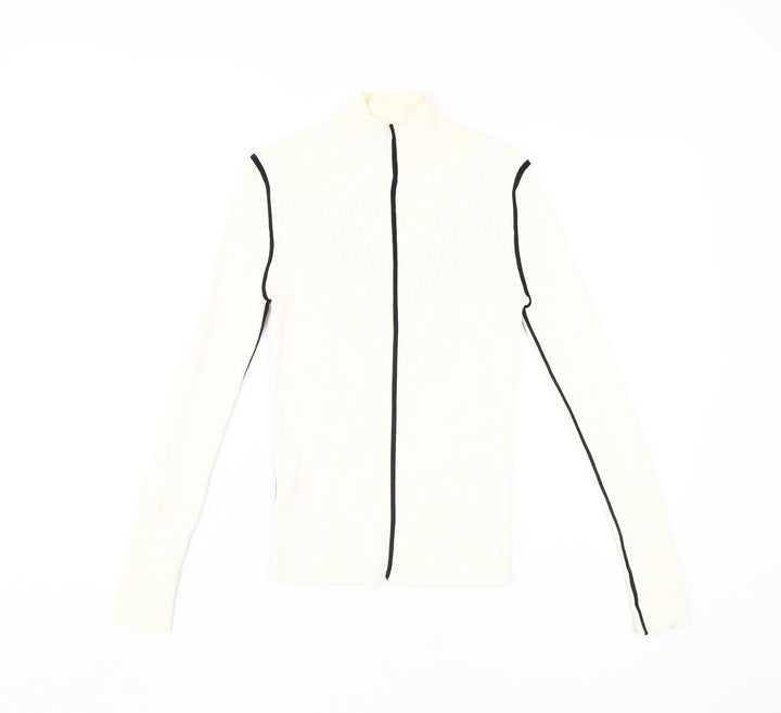 Zara Women's White Slim Mock Neck Sweater - Size S