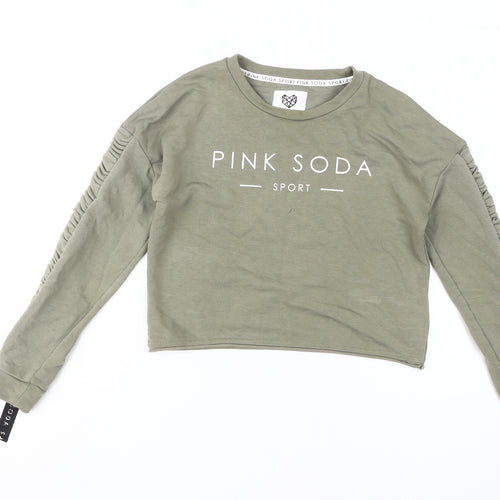 Pink Soda Sport Women's Green Pullover Sweatshirt Size 10