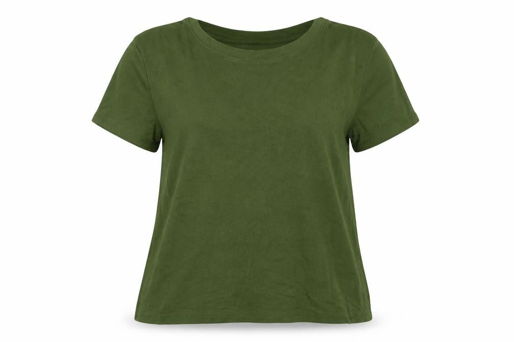 Front view of Zara Women's Green Basic T-Shirt L Viscose Casual