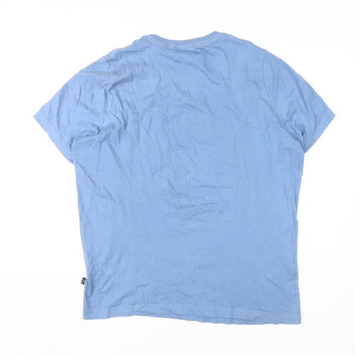 Puma Men's Blue Crew Neck Logo T-Shirt Medium