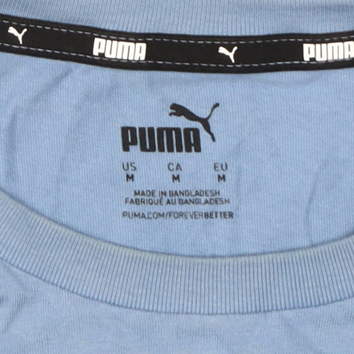 Puma Men's Blue Crew Neck Logo T-Shirt Medium