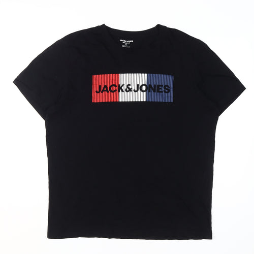 Jack & Jones Men's Black XL Graphic Logo T-Shirt