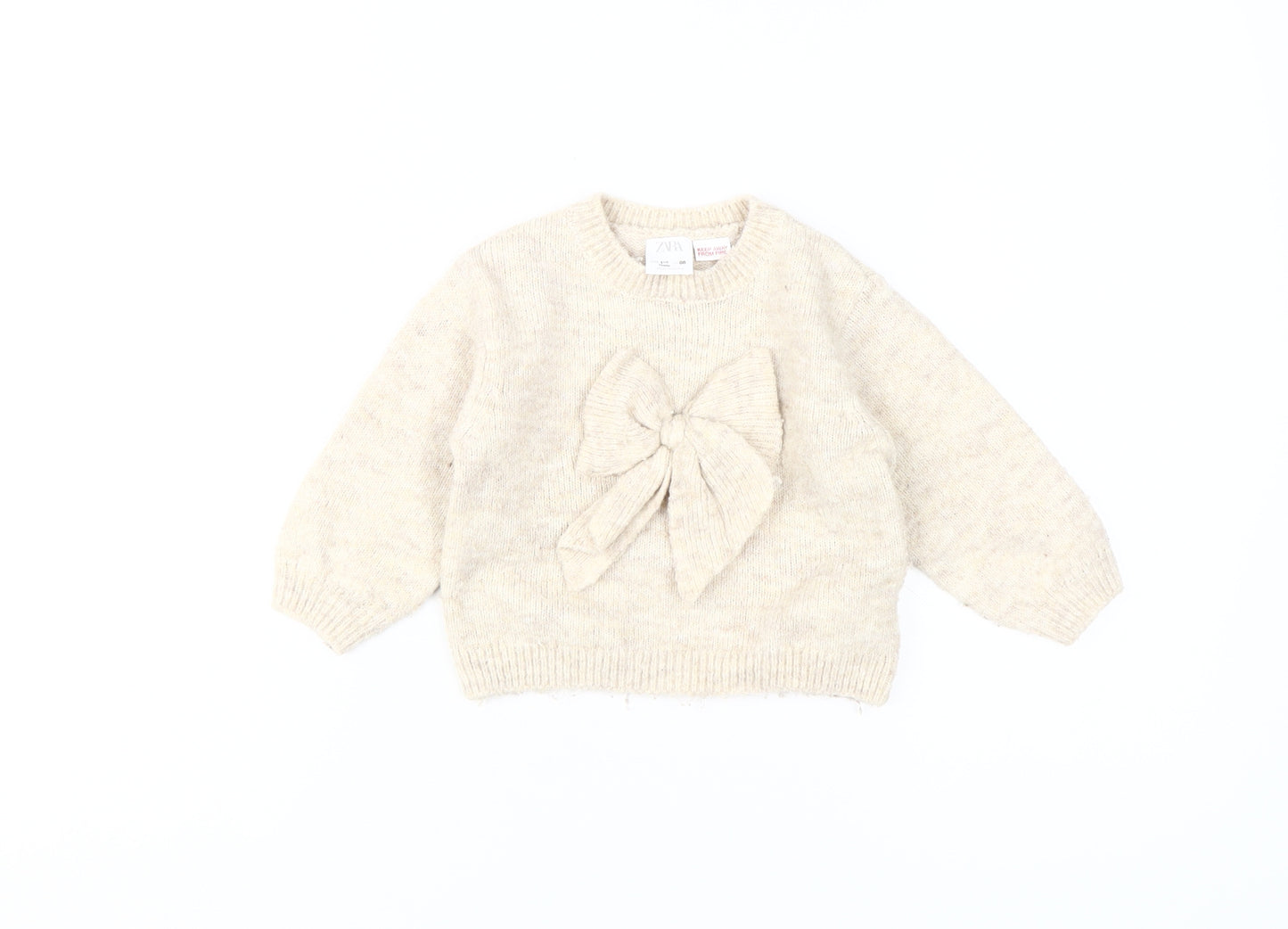 Zara Unisex Baby Beige Pullover Jumper 18-24 Months