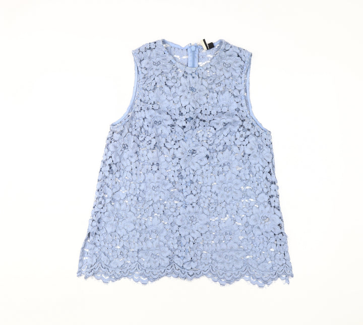 Topshop Women's Blue Floral Lace Camisole Blouse - Size 14