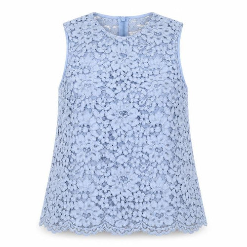 Topshop Women's Blue Floral Lace Camisole Blouse - Size 14