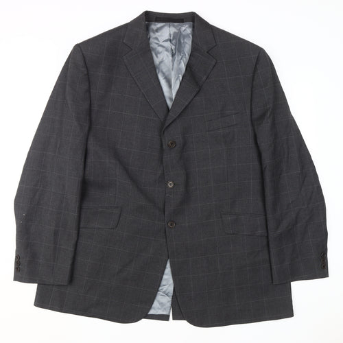 Marks & Spencer Men's Grey Check Wool Blazer 46R