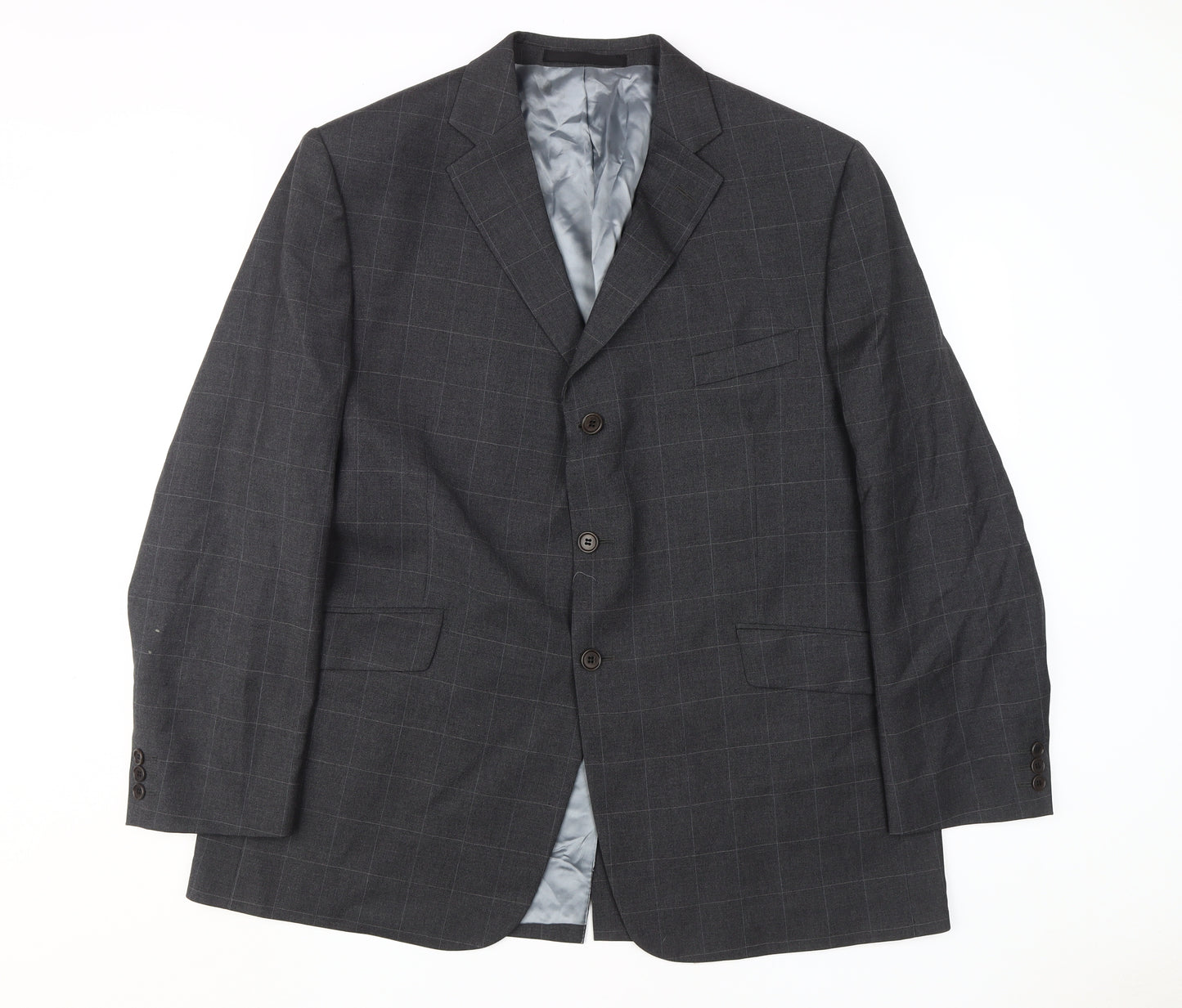 Marks & Spencer Men's Grey Check Wool Blazer 46R