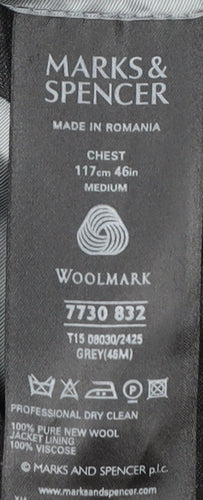 Marks & Spencer Men's Grey Check Wool Blazer 46R