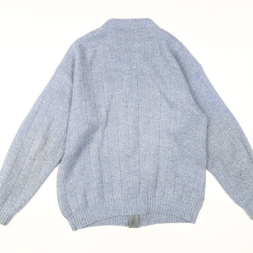 Menswear Men's Blue Medium Full Zip Cardigan