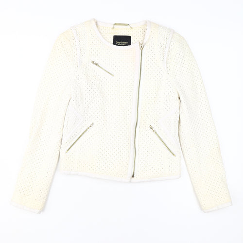 Juicy Couture Women's White XS Cotton Moto Jacket