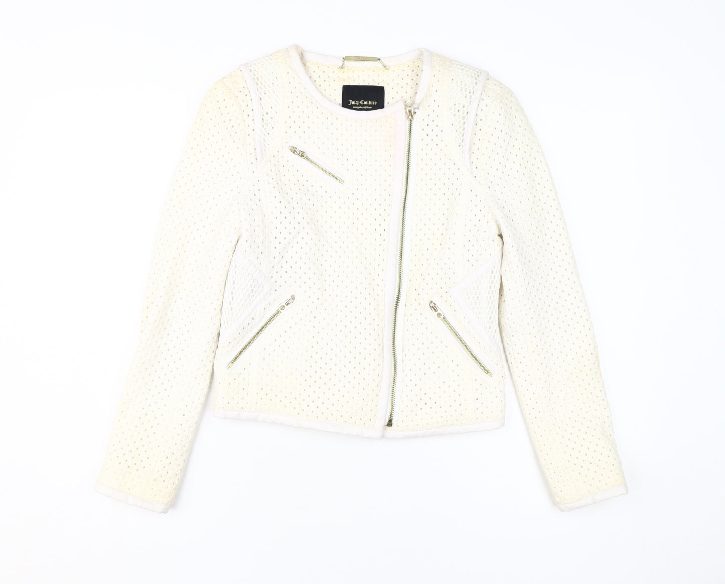 Juicy Couture Women's White XS Cotton Moto Jacket