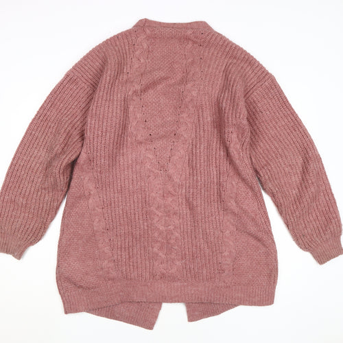 Lipsy Women's Pink Cable-Knit Cardigan Size 14
