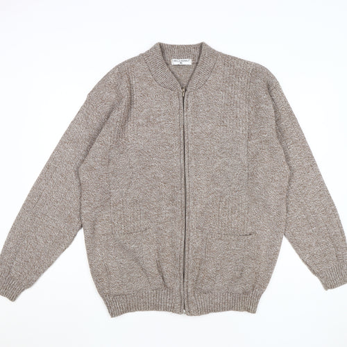 Bellisimo Men's Brown XL Full Zip Jumper Knitwear