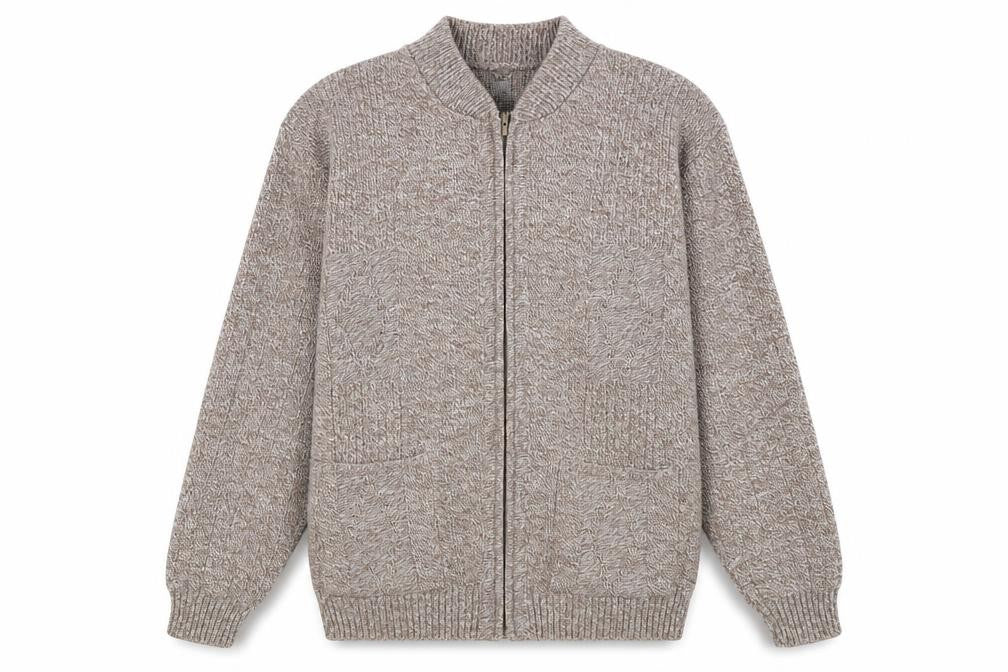 Bellisimo Men's Brown XL Full Zip Jumper Knitwear