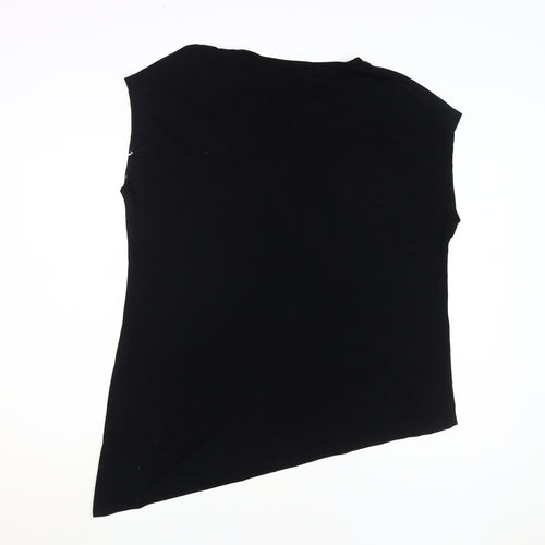 River Island Women's Black Floral Embroidered T-Shirt Size 14