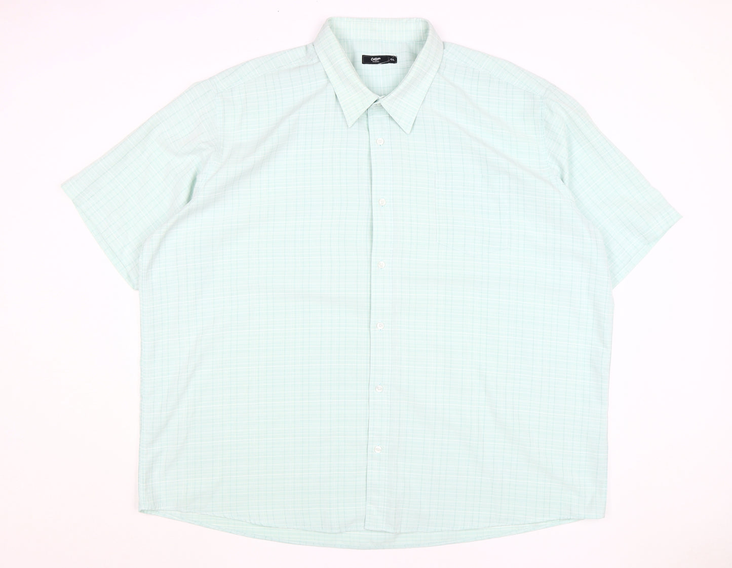 Cotton Traders Men's 4XL Green Check Short Sleeve Shirt