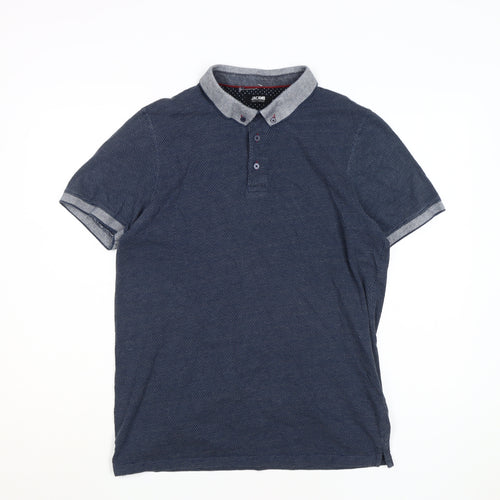 Jacamo Men's Blue Polo Shirt M Cotton Short Sleeve