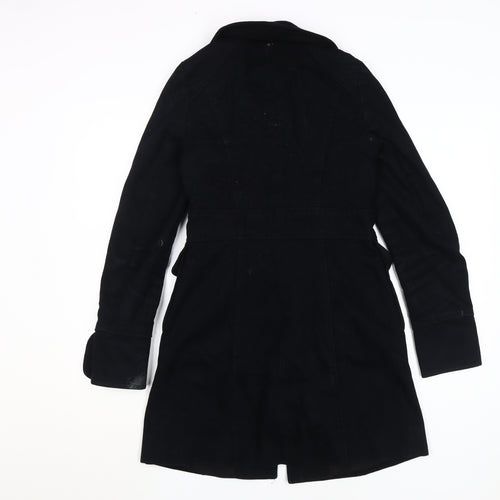 Topshop Women's Black Overcoat Size 8 Button Style