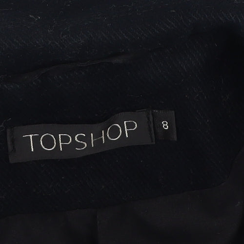 Topshop Women's Black Overcoat Size 8 Button Style