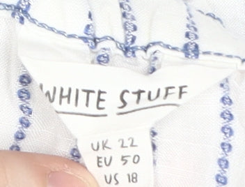 White Stuff Women's White Striped Skirt Size 22
