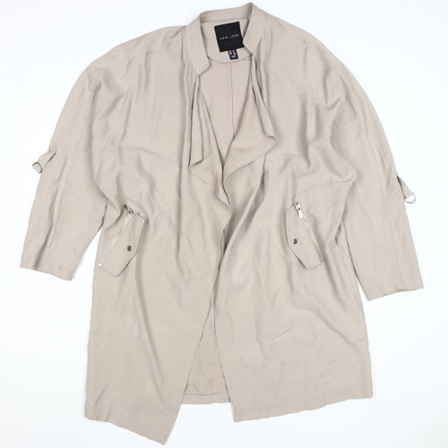 New Look Women's Beige Mid-Length Coat Size 10
