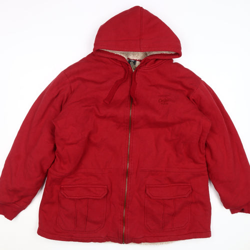 Cotton Traders Men's Red XL Hooded Full Zip Fleece