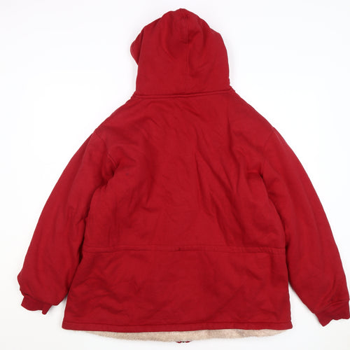 Cotton Traders Men's Red XL Hooded Full Zip Fleece