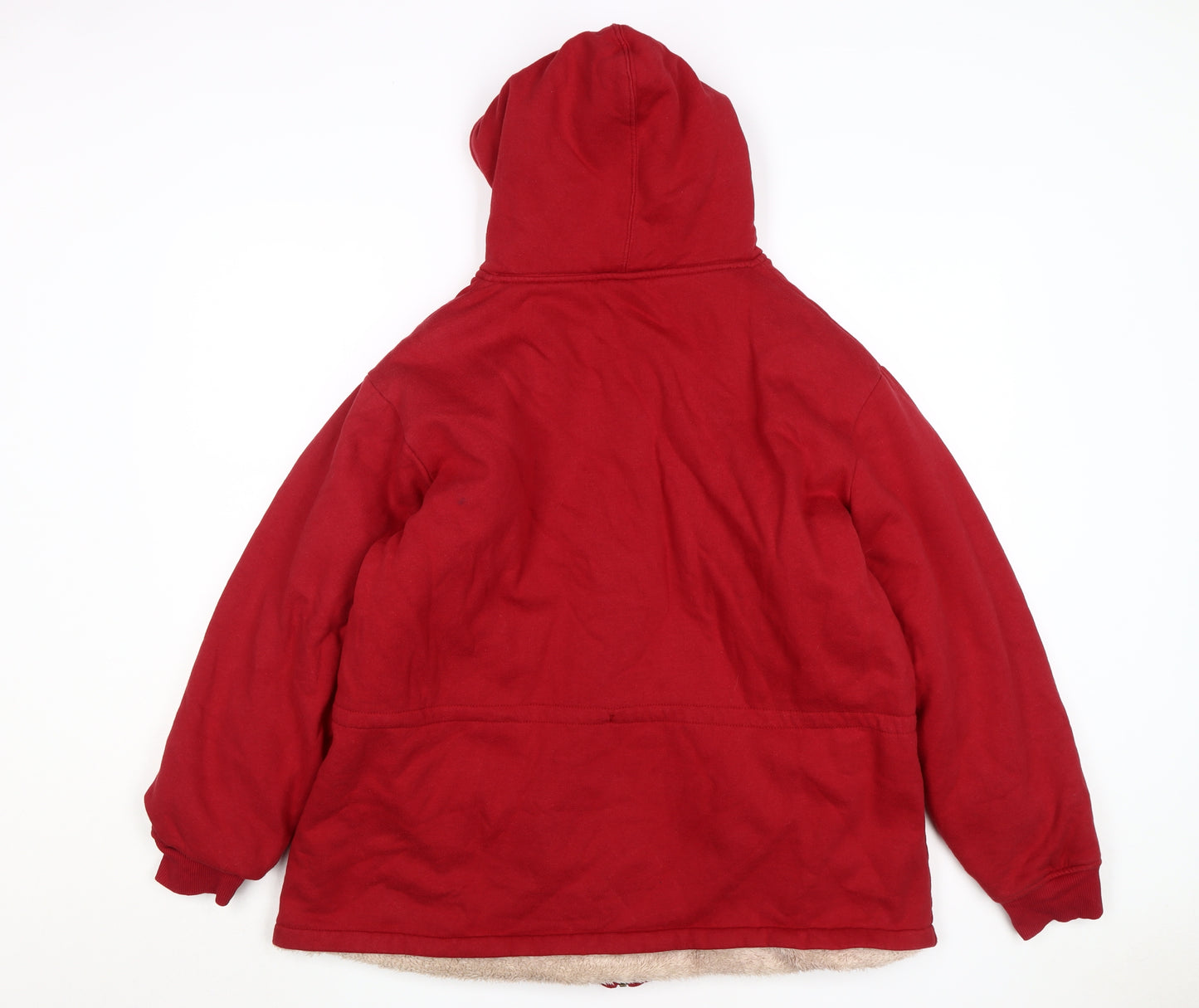 Cotton Traders Men's Red XL Hooded Full Zip Fleece