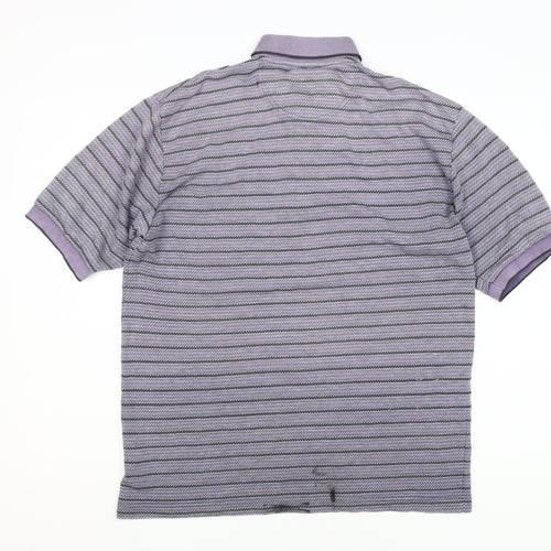 St John's Bay Men's Purple Striped Polo Shirt, Size M
