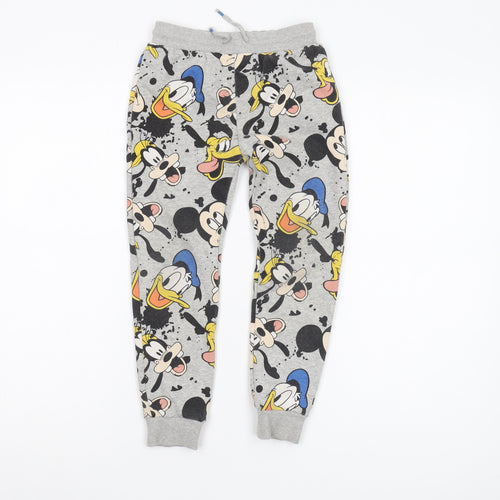 Disney Girls Grey Jogger Trousers Size 6-7 Cartoon Characters