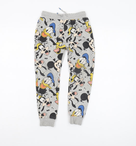 Disney Girls Grey Jogger Trousers Size 6-7 Cartoon Characters
