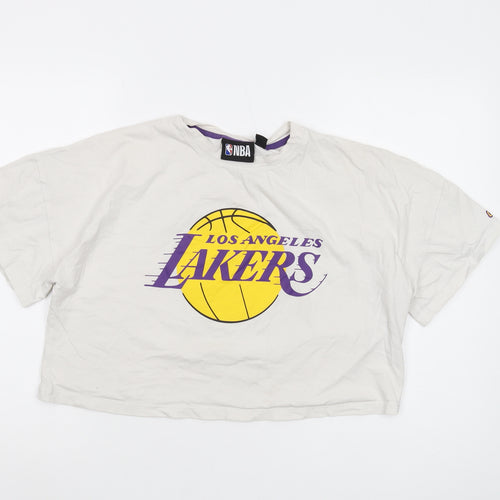 NBA Women's White Cropped T-Shirt - Size 14