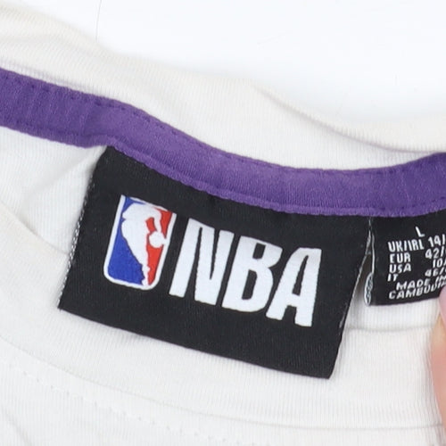 NBA Women's White Cropped T-Shirt - Size 14