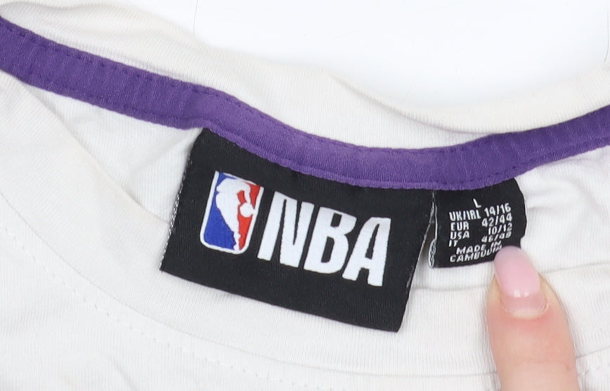 NBA Women's White Cropped T-Shirt - Size 14