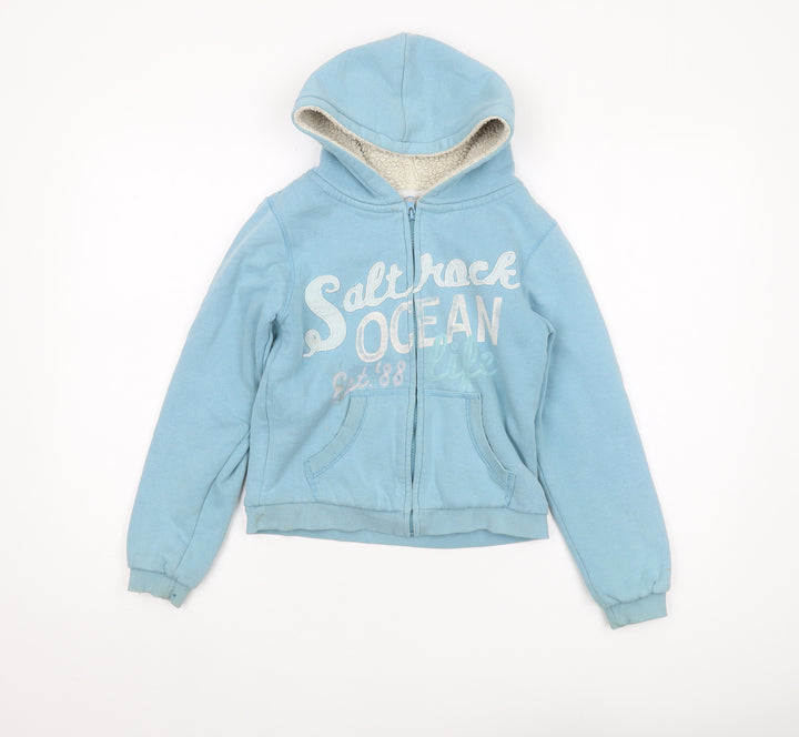 Saltrock Girls Blue Full Zip Hoodie, Size 7, Logo Accents