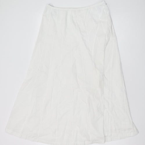 Adini Women's White Long Cotton Skirt, Size S