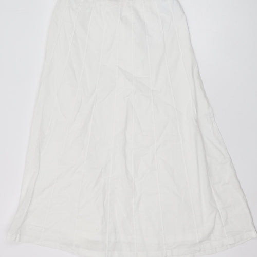 Adini Women's White Long Cotton Skirt, Size S