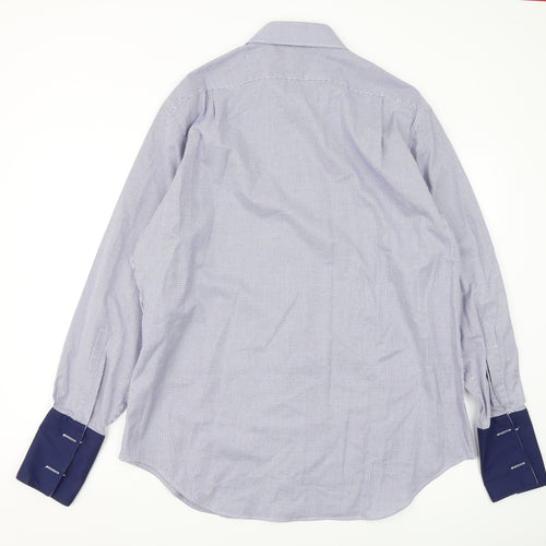 T.M. Lewin Men's Blue Check Cotton Shirt, Size 17, Regular Fit