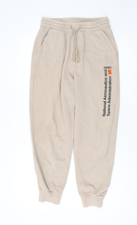 H&M Girls Beige Jogger Trousers 13-14 Years NASA Theme